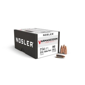 Nosler Varmageddon .17 Caliber 20gr FBHP Bullet, Lead-Alloy Core, Copper-Alloy Jacket, 250 Count, 29066