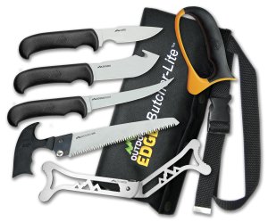 Outdoor Edge ButcherLite BL1 8-Piece Set 420J2 Steel Blades Black Handle