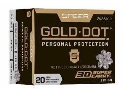 Speer 30 Super Carry 115 Grain Gold Dot Hollow Point 20rd Nickel Brass