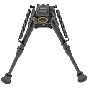 Harris Engineering SBR2P Self-Leveling Sporting BiPod, Hinged Base, 6-9in, Anodized Black, Picatinny Rail Mount