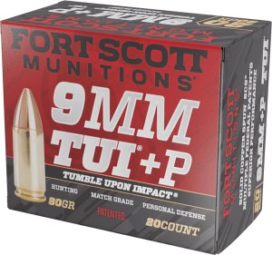 Fort Scott Munitions 9MM+P-080-SCV 9mm+P 80gr TUI JHP 20rd