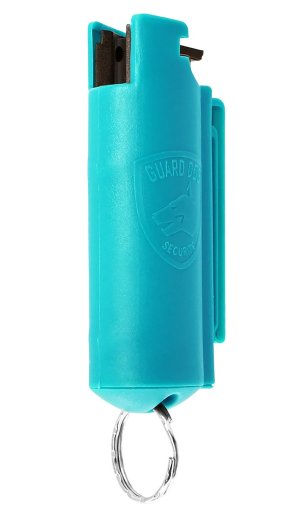 GuardDog Quick Action Pepper Spray 16 ft Blue w/ Belt Clip Keychain