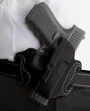 DeSantis 086BAX7Z0 Mini Slide Holster RH Leather for M&P Shield 9/40 Black
