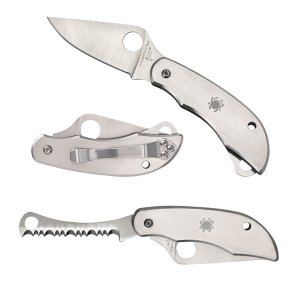 Spyderco ClipiTool Stainless Folding Knife C176P&S - 2" Blade, Plain/Serrated Edge
