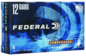 Federal Power-Shok Buckshot 12 ga 2-3/4 16 Pellets 1325 fps #1B 5/ct