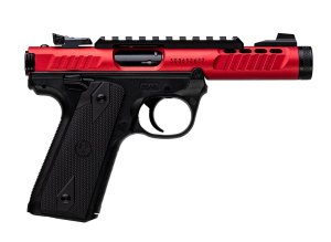 Ruger Mark IV 22 LR Threaded 1/2x28/ Red Anodized/ Davidson's Exclusive 10+1 4.40 Bull Barrel Red Anodized