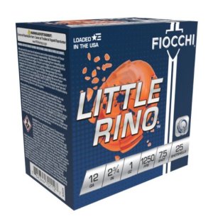 Fiocchi 12TX75 Exacta Target Little Rino 12 Gauge Shotgun Shell 1250 FPS 1 oz 7.5 Shot