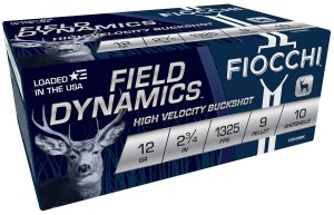 Fiocchi 12HV9P Field Dynamics 12Ga 2.75" 9 Pellets 00 Buck 1325fps