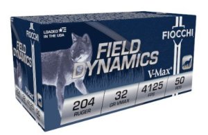 Fiocchi 204HVA FieldDynamics V-Max 32Gr 204 Ruger 24In 1209Rd