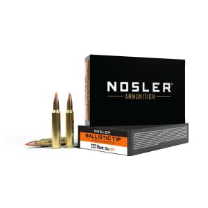 Nosler 61025: .223 Remington 55gr Ballistic Tip, Brass Cased, 20 Rounds, Varmint Hunting Ammo