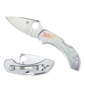 Spyderco Dragonfly Tattoo Stainless Steel Plainedge knive C28PT