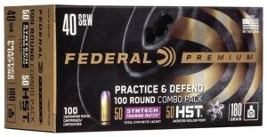 Federal P40HST1TM100: 40 S&W 180gr HST JHP/Syntech TSJ, 1010 fps, 100-Round Personal Defense & Training Ammo