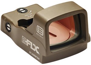 EOTech EFLX Mini Reflex Sight, Tan, 6 MOA Red Dot, Aluminum Housing, 1.9x1.2x1 inch, 1.4 oz, Leupold Delta Point Pro Mount, 1 MOA Adjustment, 20,000 Hour Battery Life