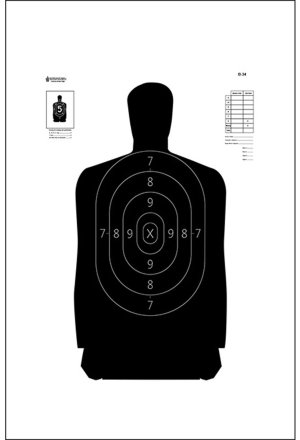 Action Target B34100 B-34 Silhouette Paper Target 17.5"x23" 100 Pack