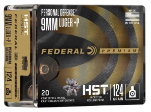 Federal P9HST3S 9mm Luger +P 124 Grain HST JHP 20 Rounds Box