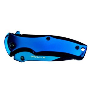 Sarge Knives Phase Folding Knife 2-1/2 Drop Point Blade Blue Tin