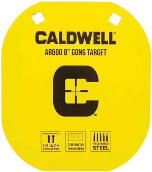 Caldwell 1116703 AR500 Steel Gong Target 8" Yellow 3/8" Thick