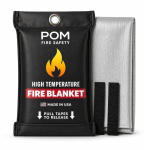 POM Industries PFB-40-GRY Fire Blanket 39x39 In Silicone Fiberglass EN 1869