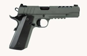 Tisas Nightstalker 1911 Pistol, .45 ACP, 5" Black Steel Ramped Barrel, 8+1 Capacity, Platinum Grey Cerakote, Picatinny Rail, Skeletonized Hammer, SF Trigger, Ambidextrous Safety