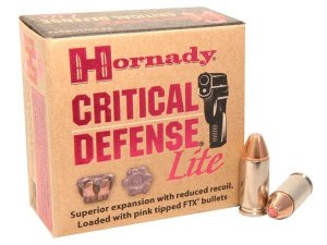 Hornady 90240 Critical Defense Lite 9mm Luger 100 gr 1125 fps Hornady FTX 25 Bx/10 Cs