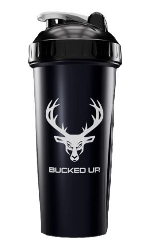 Bucked Up 28oz BPA Free Shaker Bottle Black & White Leak Free