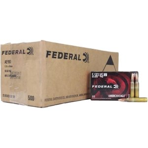 Federal American Eagle 5.56mm 55gr FMJ 3165fps 500rd Case