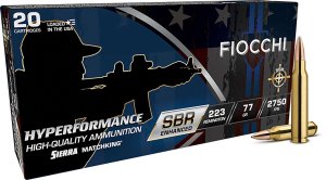 Fiocchi 223SBRD Hyperformance 223 Rem 77gr HPBT Rifle Ammo 20 Rd
