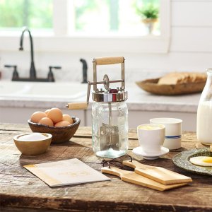 LEM Products Butter Churner 1-Quart Glass Jar with Paddles