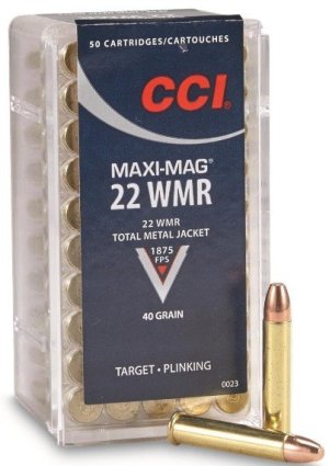 CCI 0023 Maxi-Mag Rimfire 22 WMR 40 gr Total Metal Jacket (TMJ) 50 Per Box/ 40 Cs