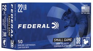 Federal 712 Small Game & Target High Velocity 22 LR 38 gr 1260 fps Copper Plated Hollow Point (CPHP) 50 Bx/100 Cs Ammo