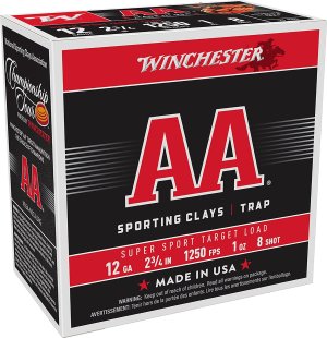 Winchester AA Sporting Clay 12 Gauge 2.75" 1 oz 1250 fps 8 Shot