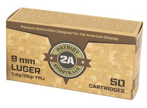 PATRIOT P9MM115F 9mm Luger 115gr FMJ 50rd Box 20-Box Case