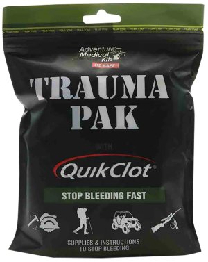 QuikClot Sponge Emergency Kit: Zeolite-Enhanced, Waterproof, Reusable with Nitrile Gloves