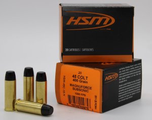 HSM 45C-10-N Subsonic 45 LC 400gr Hard Cast Lead FN 20rd Ammo