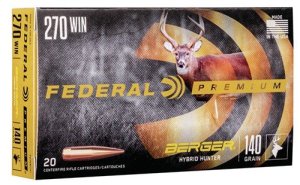 Federal P270BCH1 Premium 270 Win 140gr Berger Hybrid Hunter 20 Rounds