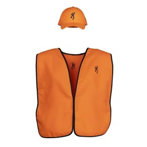 Browning 30512901 Vest Cap Combo Blaze Orange Polyester Hunting Set