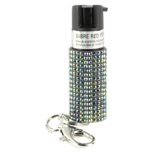 Sabre Jeweled Pepper Spray with Key Ring Black