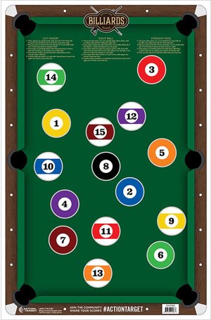 Action Target GSPOOL100 Billiard Paper Targets 23x35 In Multi-Color
