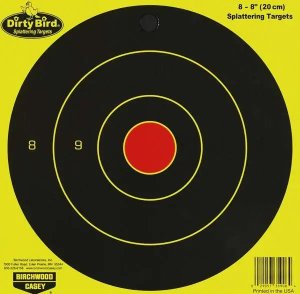 Birchwood Casey Dirty Bird 8 In Bullseye Paper Target Yellow/Black 8-Pack
