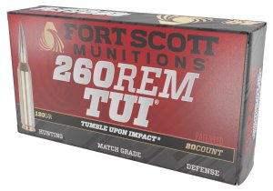 Fort Scott Munitions 260130SCV2 .260 Rem 130gr Solid Copper Ammo 20 Rounds