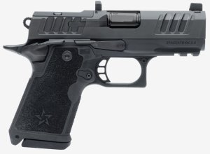 Staccato HD C3.6 Prefered Package, 9mm SAO Semi-Auto Pistol with 3.6 DLC Bull Barrel, Optic Ready, Trijicon Tritium Front Night Sight, Black Rear Sight, Curved Trigger, Ambi Safety, Ambi Slide Release, Light Rail, 3 Mags, 15rd.