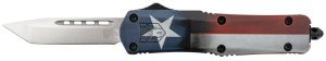 CobraTec MCTXFS3TNS FS-3 Texas Flag 3" OTF Tanto D2 Steel Blade Knife