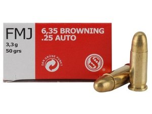 Sellier & Bellot SB25A Handgun Ammo 25 ACP 50gr FMJ 760fps 50rd