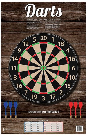 Action Target GSDARTS100 23x35 In Paper Dart Boards 100-Pack Multi-Color