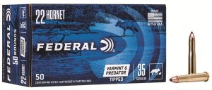 Federal Premium VARM/PRED .22 Hornet 35 Grain Tipped Varmint 50 Rounds