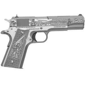 COLT REMEMBER 9/11 1911 45ACP PISTOL STAINLESS ENGRAVED 25TH ANNIVERSARY, ENGRAVED ALUMINUM GRIPS