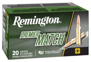 Remington Premier Match 27682: .223 Remington, 52 Grain, Boat Tail Hollow Point, Brass Cased, Centerfire Rifle Ammo, 20 Rounds