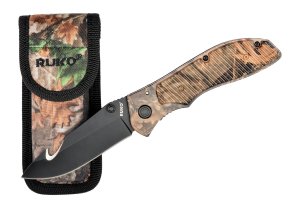RUKO RUK0106GH 440A 3.5 Inch Wood Handle Guthook Knife