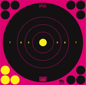 Pro-Shot 8BPINK6PK SplatterShot Self-Adhesive Paper Black/Pink 8" Bullseye