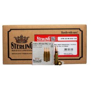 Sterling Steel Cased 7.62x39 Rifle Ammo - 123 Grain FMJ 20rd Box SRL8698779967284